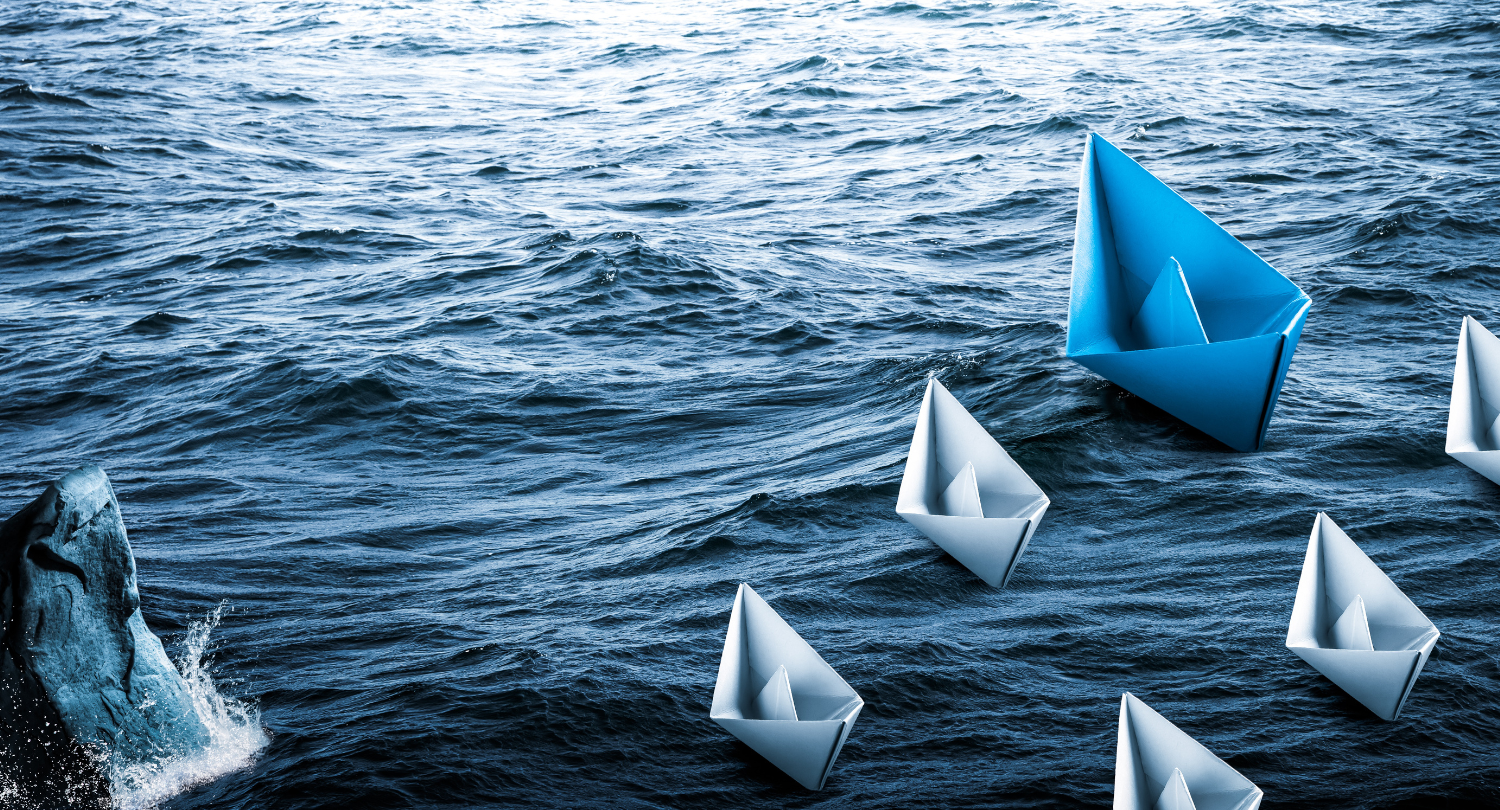 Illustration of a larger paper boat leading a group of smaller boats through changing conditions, representing IFDS's ability to provide leadership, scale, and operational confidence as client needs evolve.
